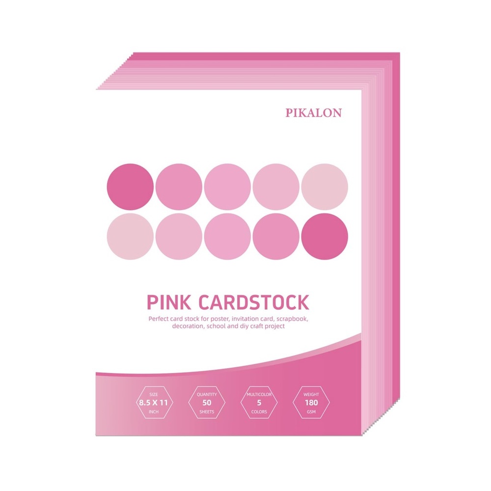 PIKALON Pink 8.5 X 11 Inch Cardstock